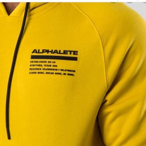 Alphalete Yellow Black Hooded Pullover Sweatshirt - Picture 3 of 13